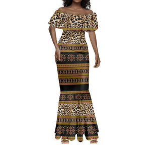 Cameroon Cheetah Toghu Pattern Mermaid Dress