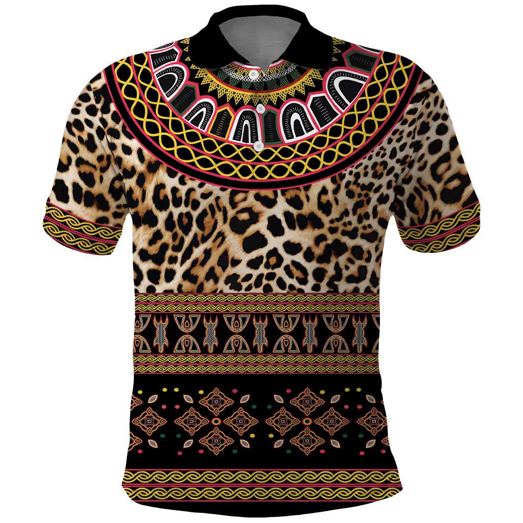 Cameroon Cheetah Toghu Pattern Polo Shirt