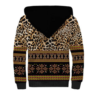 Cameroon Cheetah Toghu Pattern Sherpa Hoodie