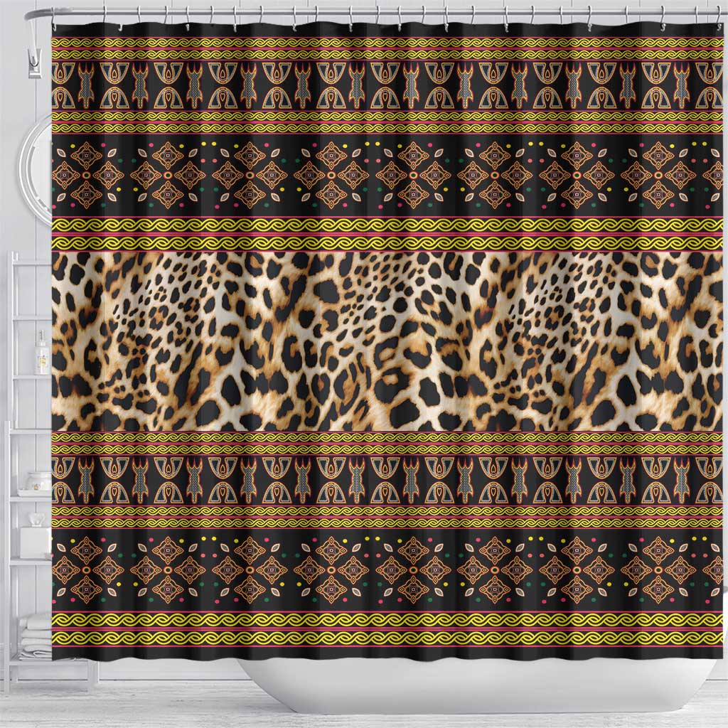 Cameroon Cheetah Toghu Pattern Shower Curtain