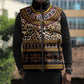 Cameroon Cheetah Toghu Pattern Sleeveless Puffer Jacket