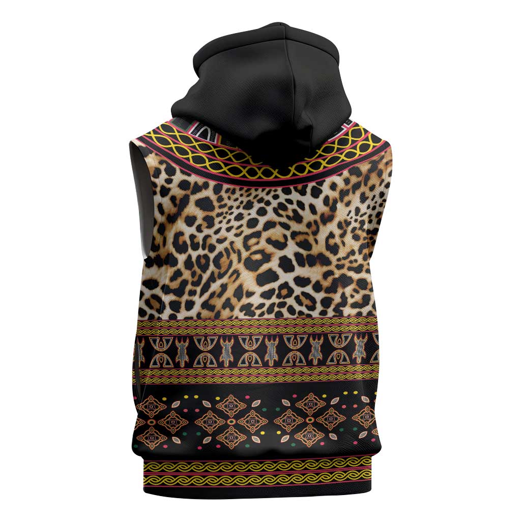 Cameroon Cheetah Toghu Pattern Sleeveless Zip Hoodie
