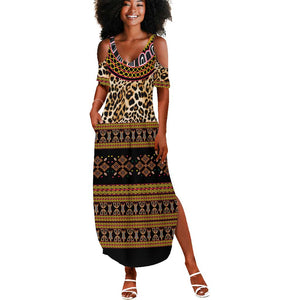 Cameroon Cheetah Toghu Pattern Summer Maxi Dress