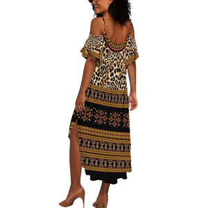Cameroon Cheetah Toghu Pattern Summer Maxi Dress