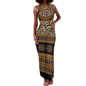 Cameroon Cheetah Toghu Pattern Tank Maxi Dress