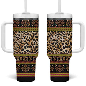 Cameroon Cheetah Toghu Pattern Tumbler With Handle