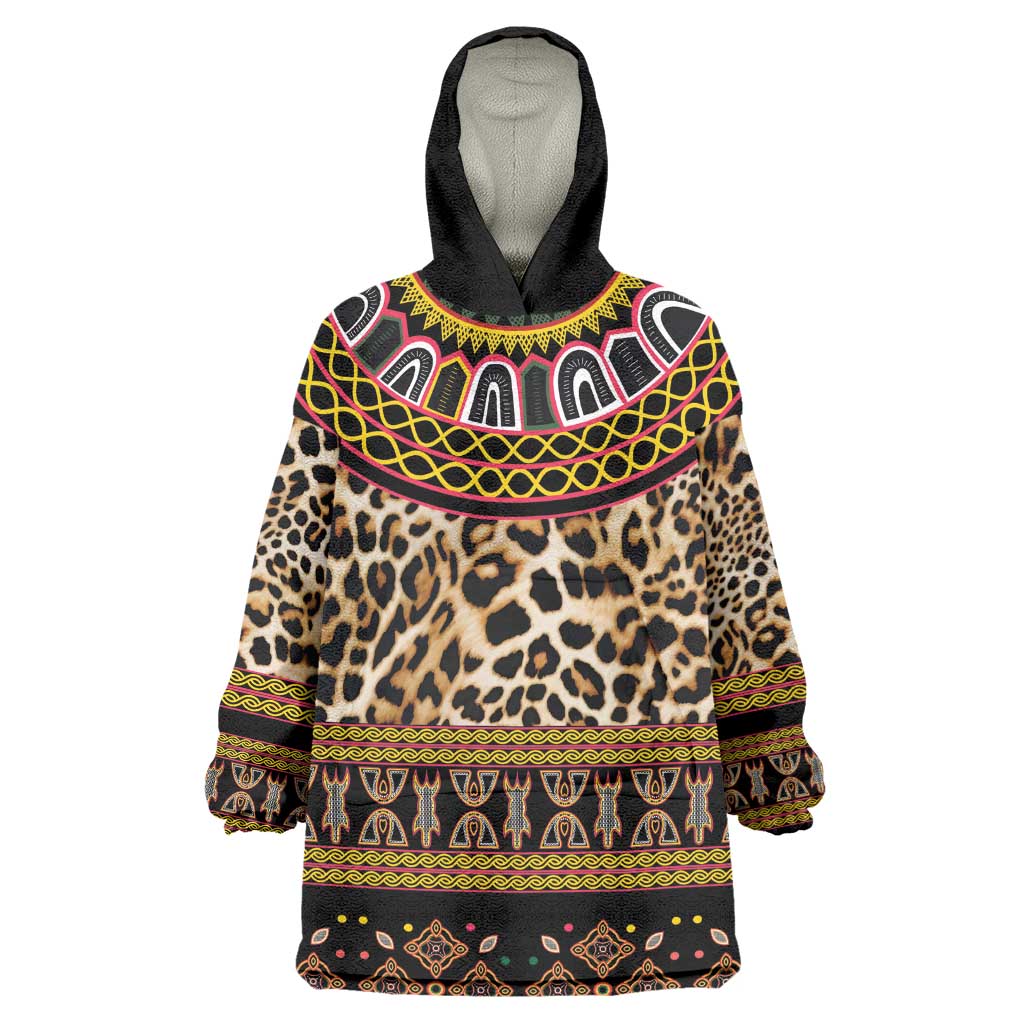 Cameroon Cheetah Toghu Pattern Wearable Blanket Hoodie