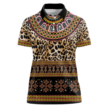 Cameroon Cheetah Toghu Pattern Women Polo Shirt