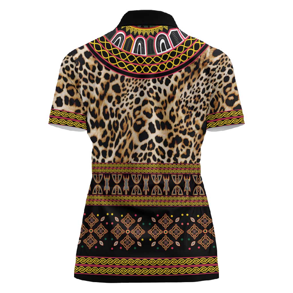 Cameroon Cheetah Toghu Pattern Women Polo Shirt