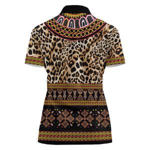 Cameroon Cheetah Toghu Pattern Women Polo Shirt