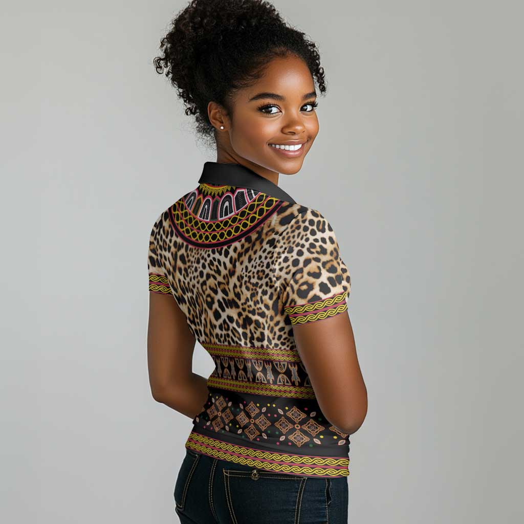 Cameroon Cheetah Toghu Pattern Women Polo Shirt