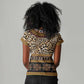 Cameroon Cheetah Toghu Pattern Women V-Neck T-Shirt