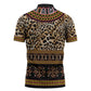 Cameroon Cheetah Toghu Pattern Zipper Polo Shirt