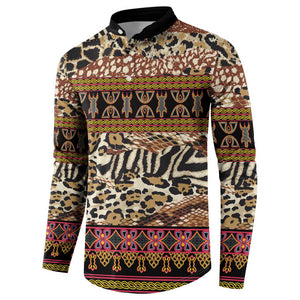 Cameroon Toghu Button Sweatshirt Wild Animal Skins Seamless Pattern
