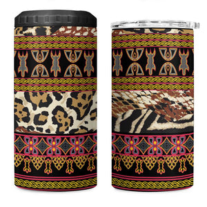 Cameroon Toghu 4 in 1 Can Cooler Tumbler Wild Animal Skins Seamless Pattern