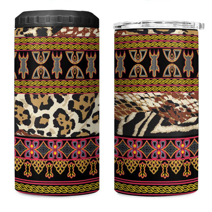 Cameroon Toghu 4 in 1 Can Cooler Tumbler Wild Animal Skins Seamless Pattern