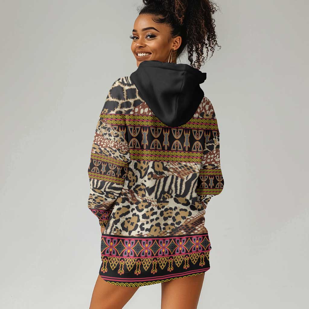 Cameroon Toghu Hoodie Dress Wild Animal Skins Seamless Pattern