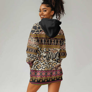 Cameroon Toghu Hoodie Dress Wild Animal Skins Seamless Pattern