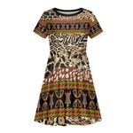 Cameroon Toghu Kid Short Sleeve Dress Wild Animal Skins Seamless Pattern