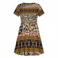 Cameroon Toghu Kid Short Sleeve Dress Wild Animal Skins Seamless Pattern