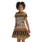 Cameroon Toghu Kid Short Sleeve Dress Wild Animal Skins Seamless Pattern