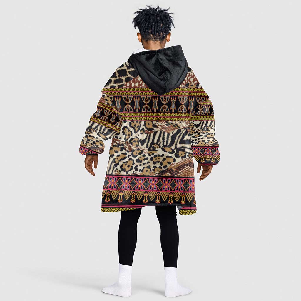 Cameroon Toghu Kid Wearable Blanket Hoodie Wild Animal Skins Seamless Pattern