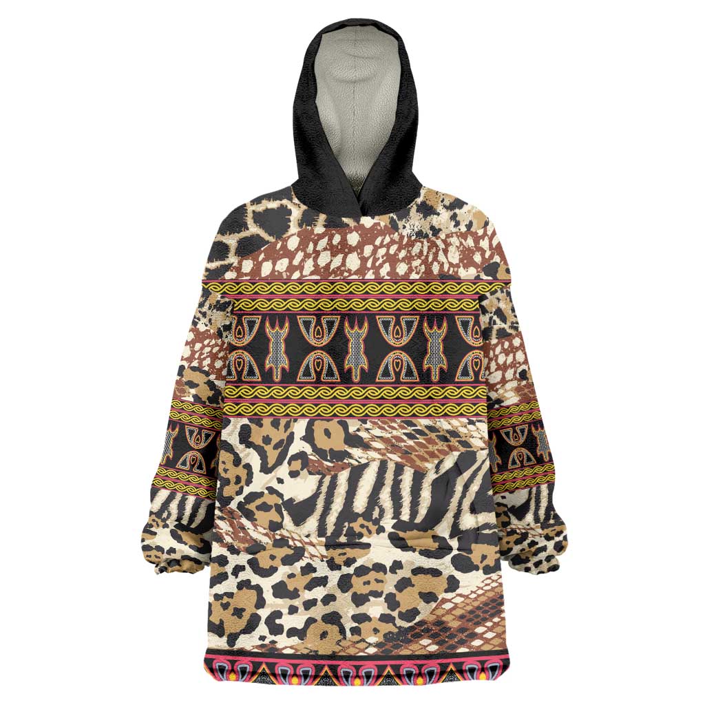 Cameroon Toghu Kid Wearable Blanket Hoodie Wild Animal Skins Seamless Pattern