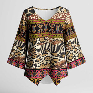 Cameroon Toghu Kimono Sleeve Blouse Wild Animal Skins Seamless Pattern
