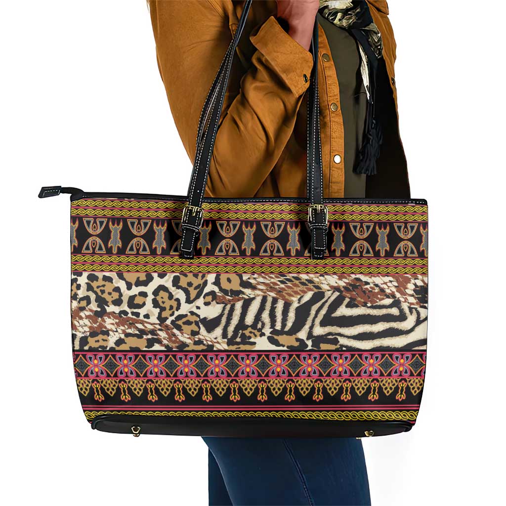 Cameroon Toghu Leather Tote Bag Wild Animal Skins Seamless Pattern