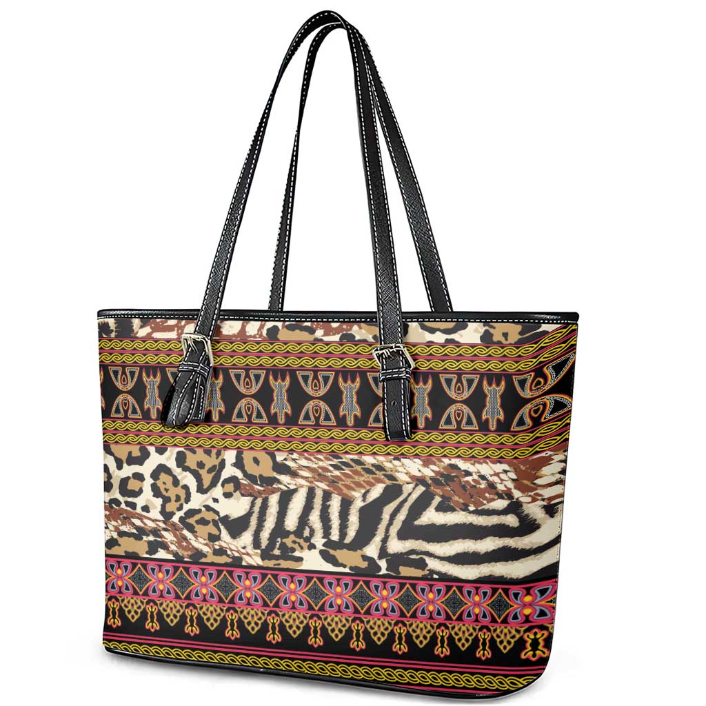 Cameroon Toghu Leather Tote Bag Wild Animal Skins Seamless Pattern