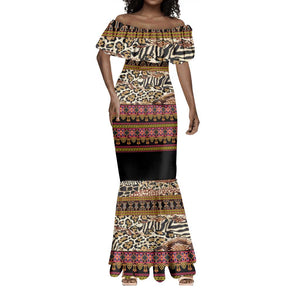 Cameroon Toghu Mermaid Dress Wild Animal Skins Seamless Pattern