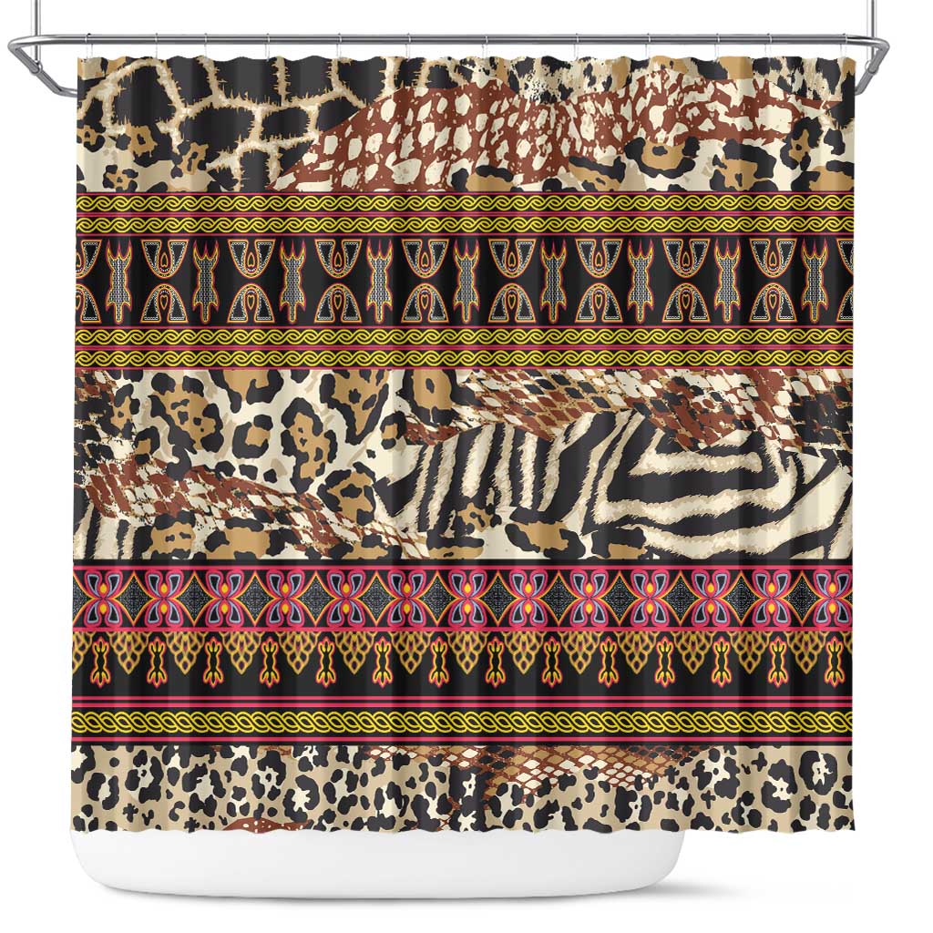 Cameroon Toghu Shower Curtain Wild Animal Skins Seamless Pattern
