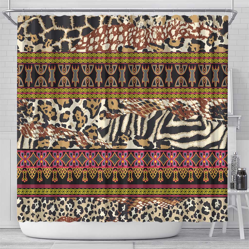 Cameroon Toghu Shower Curtain Wild Animal Skins Seamless Pattern