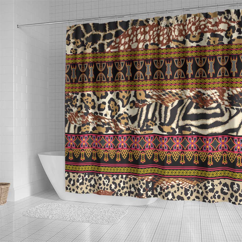 Cameroon Toghu Shower Curtain Wild Animal Skins Seamless Pattern