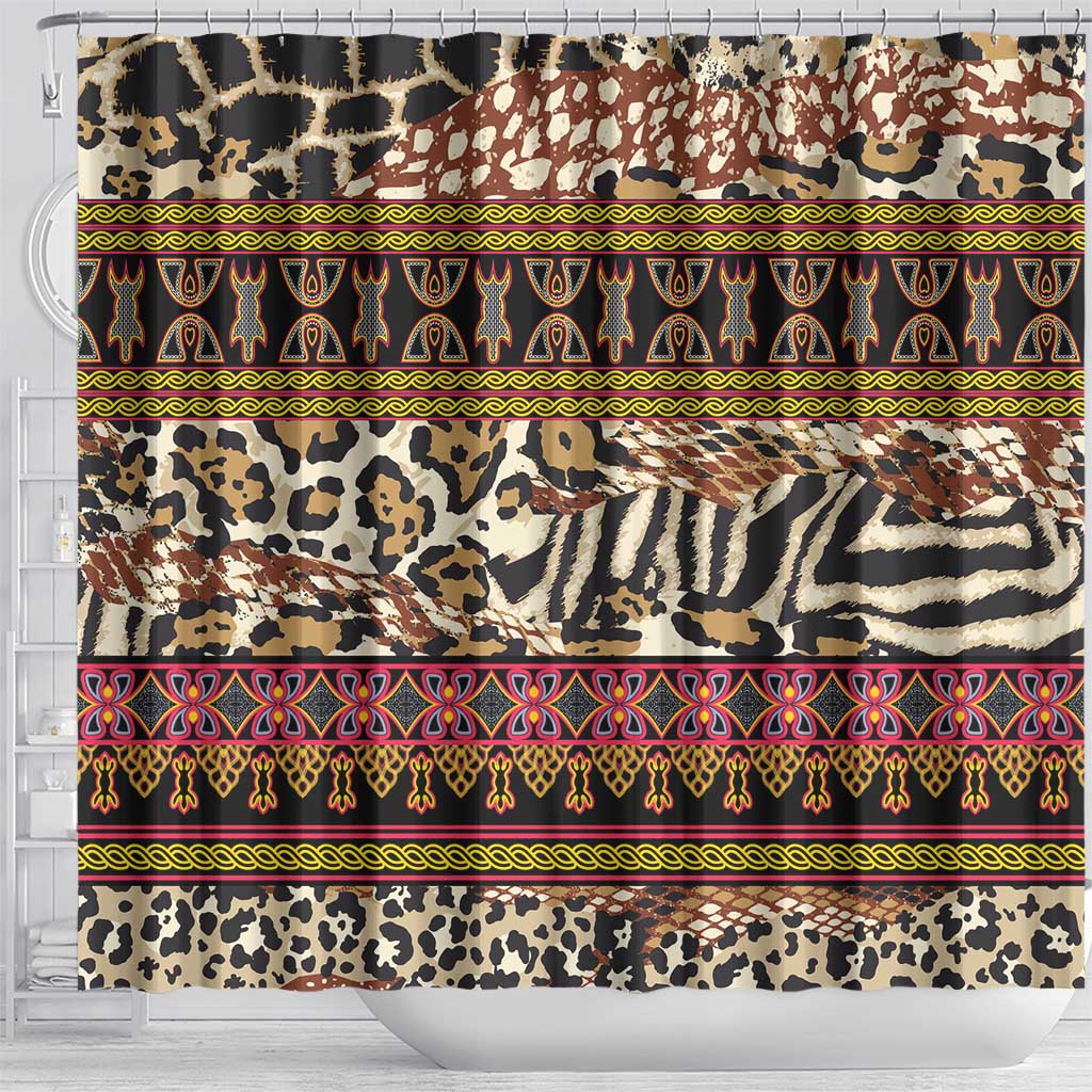Cameroon Toghu Shower Curtain Wild Animal Skins Seamless Pattern