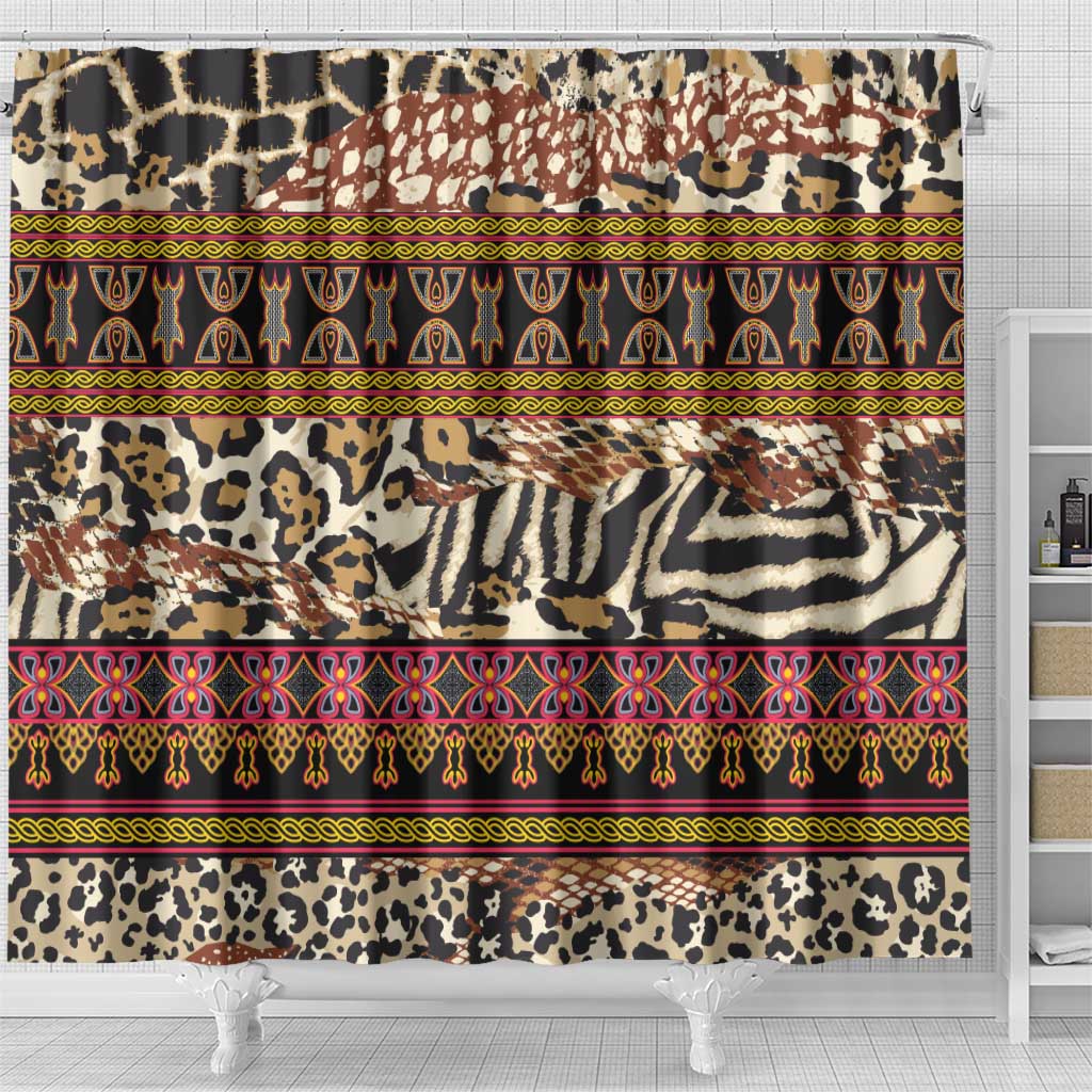 Cameroon Toghu Shower Curtain Wild Animal Skins Seamless Pattern