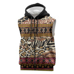 Cameroon Toghu Sleeveless Zip Hoodie Wild Animal Skins Seamless Pattern