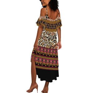 Cameroon Toghu Summer Maxi Dress Wild Animal Skins Seamless Pattern