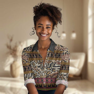 Cameroon Toghu Women Casual Shirt Wild Animal Skins Seamless Pattern