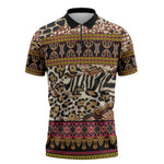 Cameroon Toghu Zipper Polo Shirt Wild Animal Skins Seamless Pattern