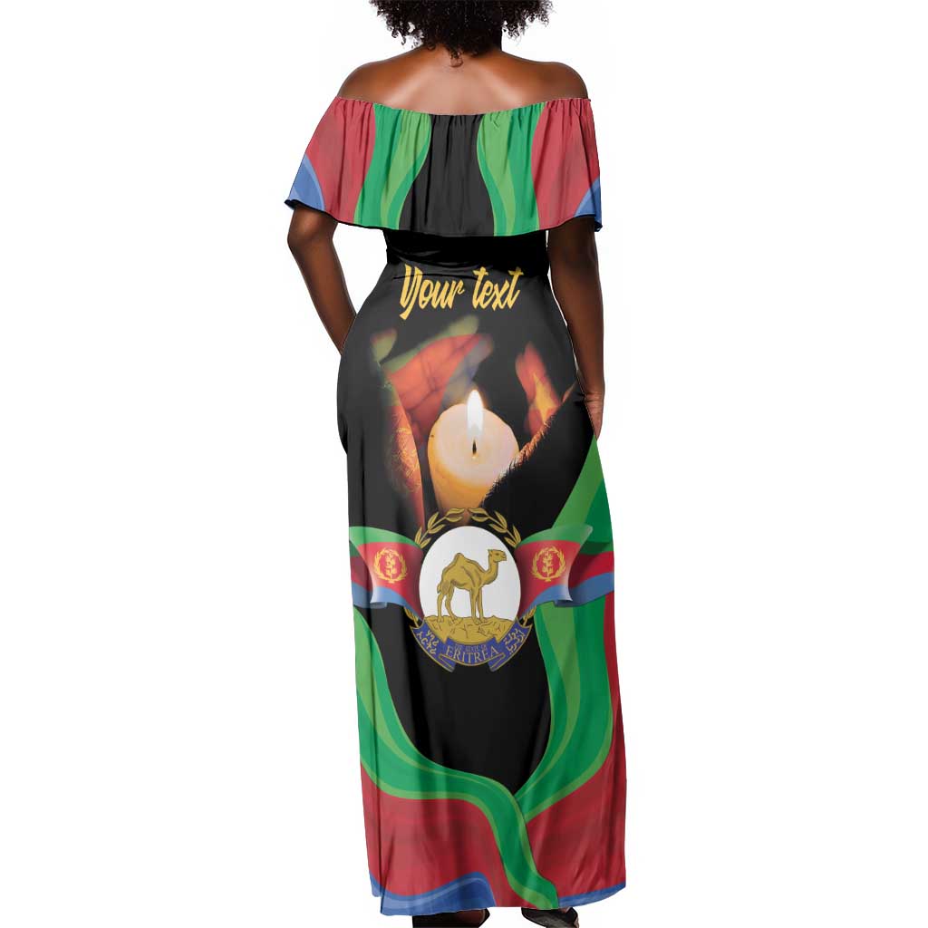 Personalized Afro-Eritrea Maelti Siwuat Off Shoulder Maxi Dress Shida Shoes Glory To Our Martyrs Eritrea