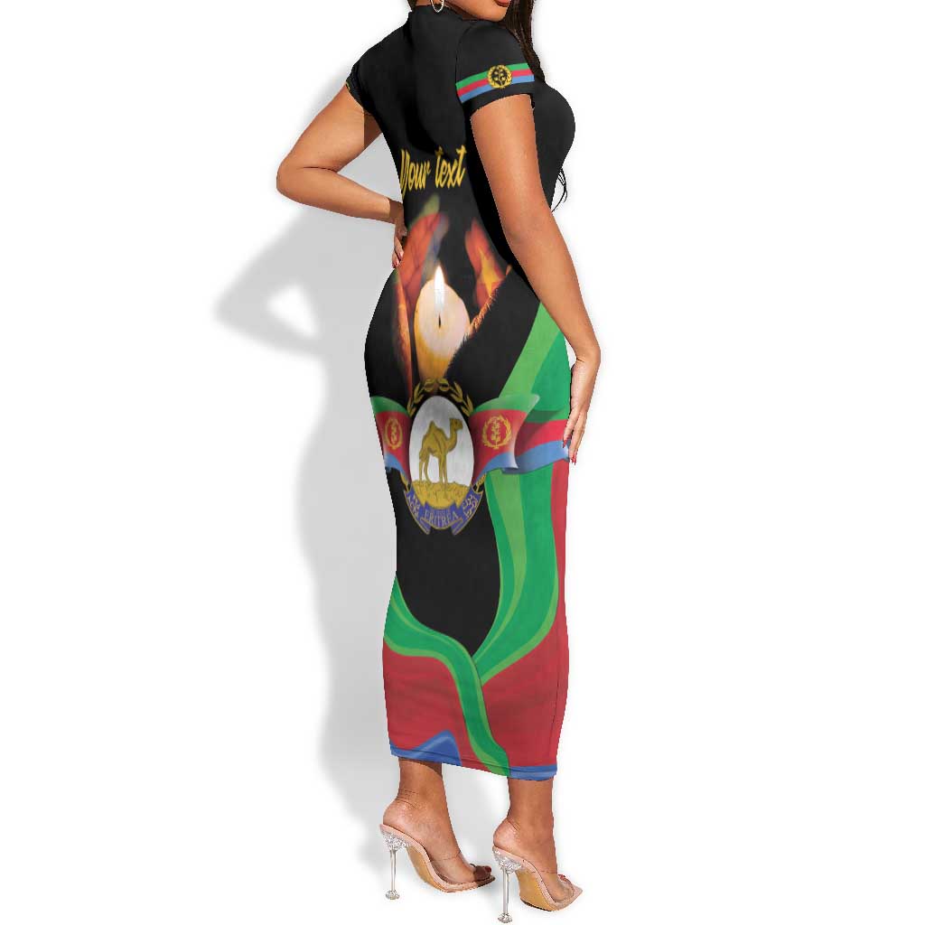 Personalized Afro-Eritrea Maelti Siwuat Short Sleeve Bodycon Dress Shida Shoes Glory To Our Martyrs Eritrea LT9