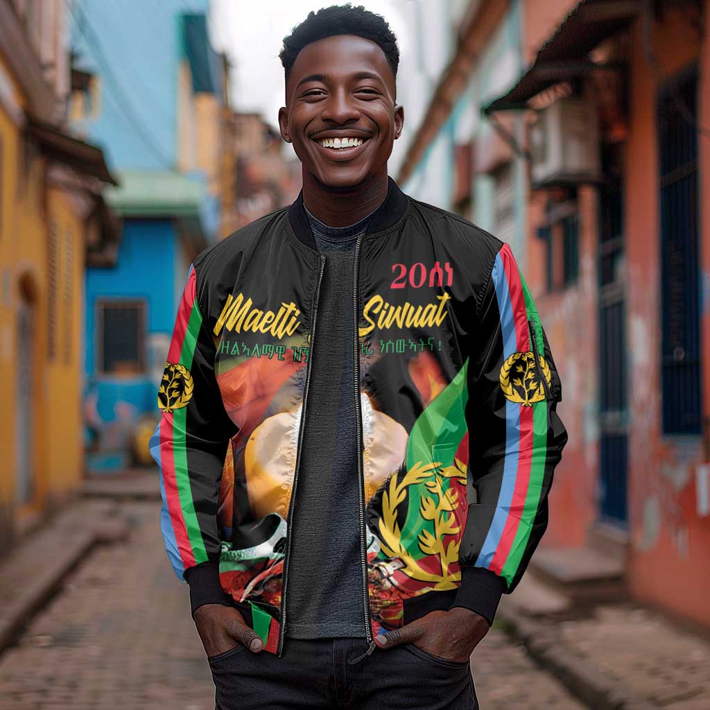 Personalized Afro-Eritrea Maelti Siwuat Sleeve Zip Bomber Jacket Shida Shoes Glory To Our Martyrs Eritrea