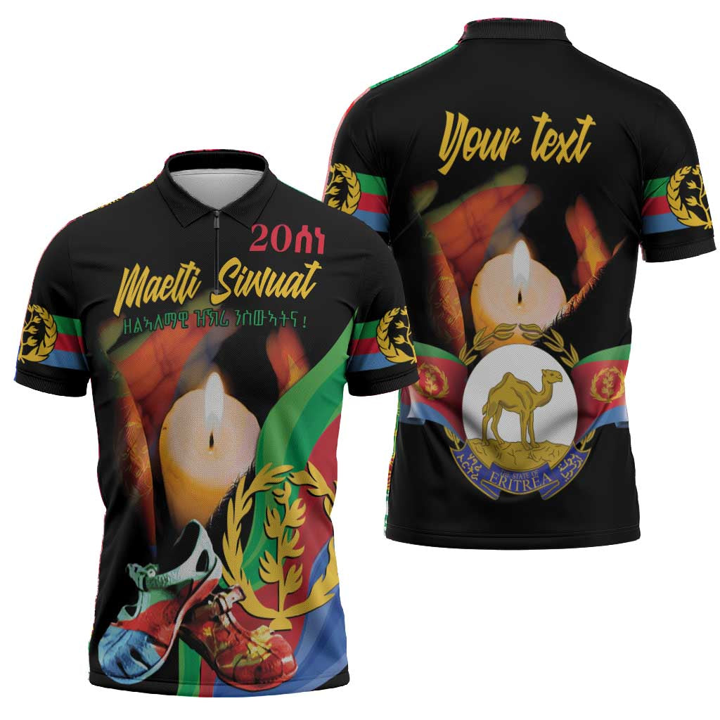 Personalized Eritrea Maelti Siwuat Zipper Polo Shirt Shida Shoes Glory To Our Martyrs Eritrea