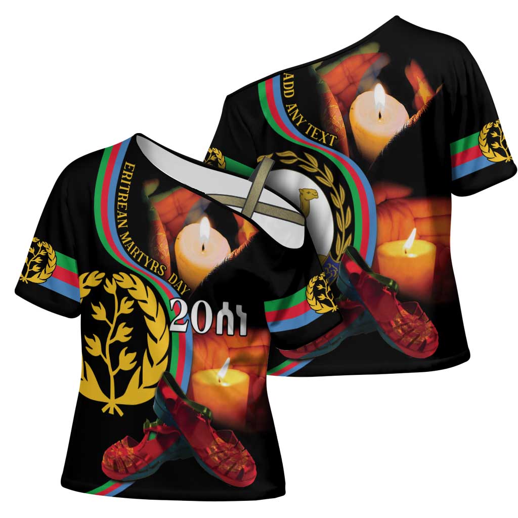 Personalized Afro-Eritrea Maelti Siwuat Cross Shoulder Shirt Candle Vigil Glory To Our Martyrs Eritrea