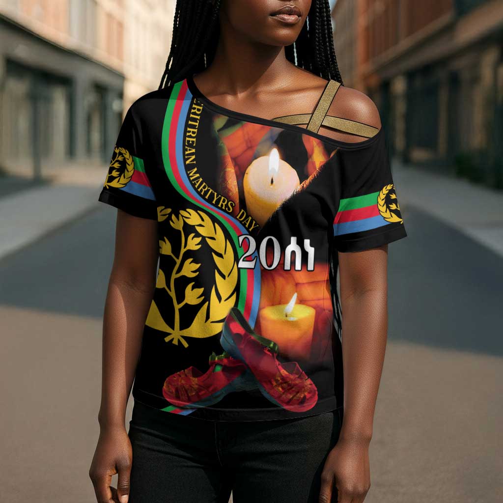 Personalized Afro-Eritrea Maelti Siwuat Cross Shoulder Shirt Candle Vigil Glory To Our Martyrs Eritrea