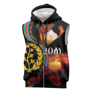 Personalized Afro-Eritrea Maelti Siwuat Sleeveless Zip Hoodie Candle Vigil Glory To Our Martyrs Eritrea - African Pride