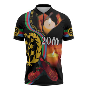 Personalized Afro-Eritrea Maelti Siwuat Zipper Polo Shirt Candle Vigil Glory To Our Martyrs Eritrea