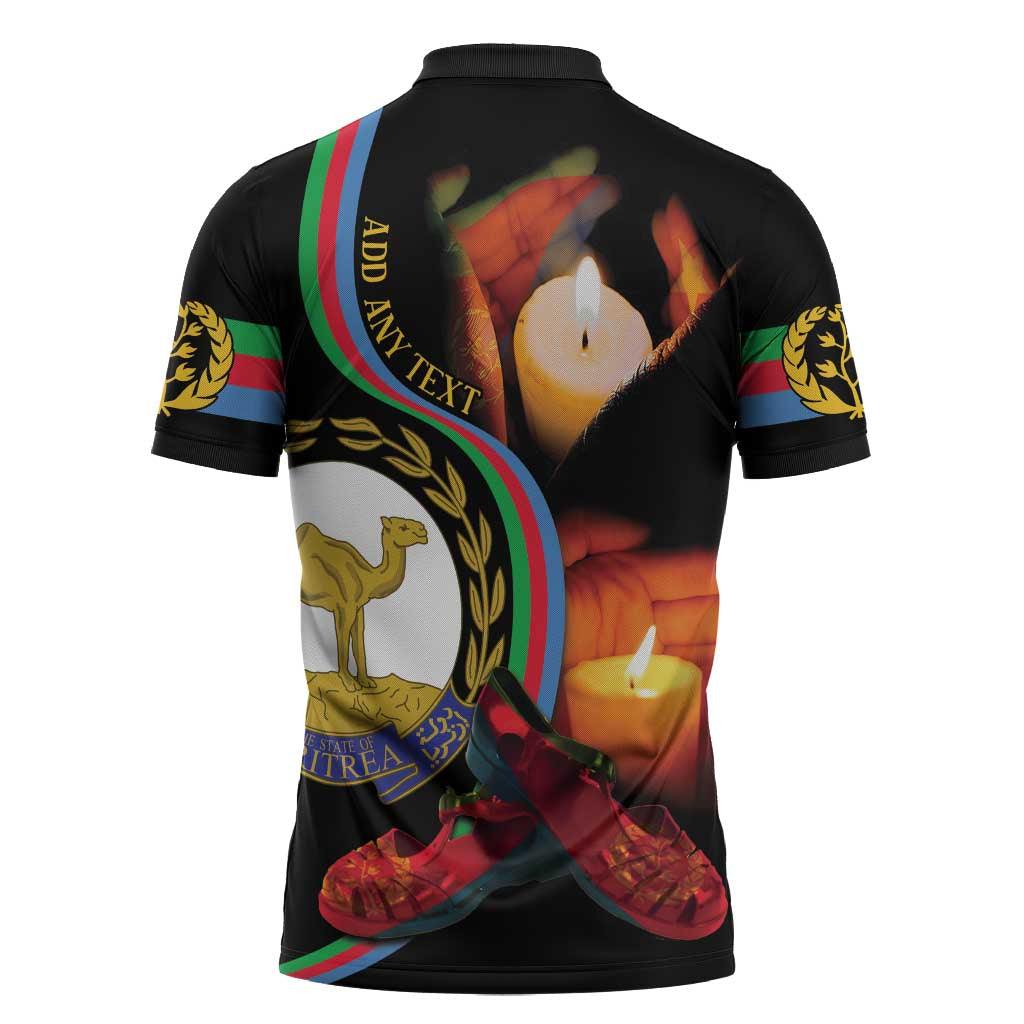 Personalized Afro-Eritrea Maelti Siwuat Zipper Polo Shirt Candle Vigil Glory To Our Martyrs Eritrea