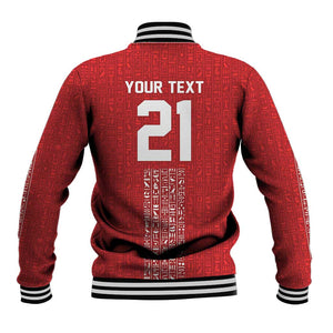 World Football 2026 Egypt Custom Baseball Jacket Red Ancient Egyptian Hieroglyphs - African Pride